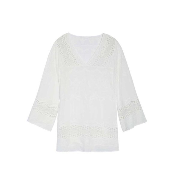 (Sold) La Blanca Embroidered Cover-Up Tunic White - Picture 6 of 12